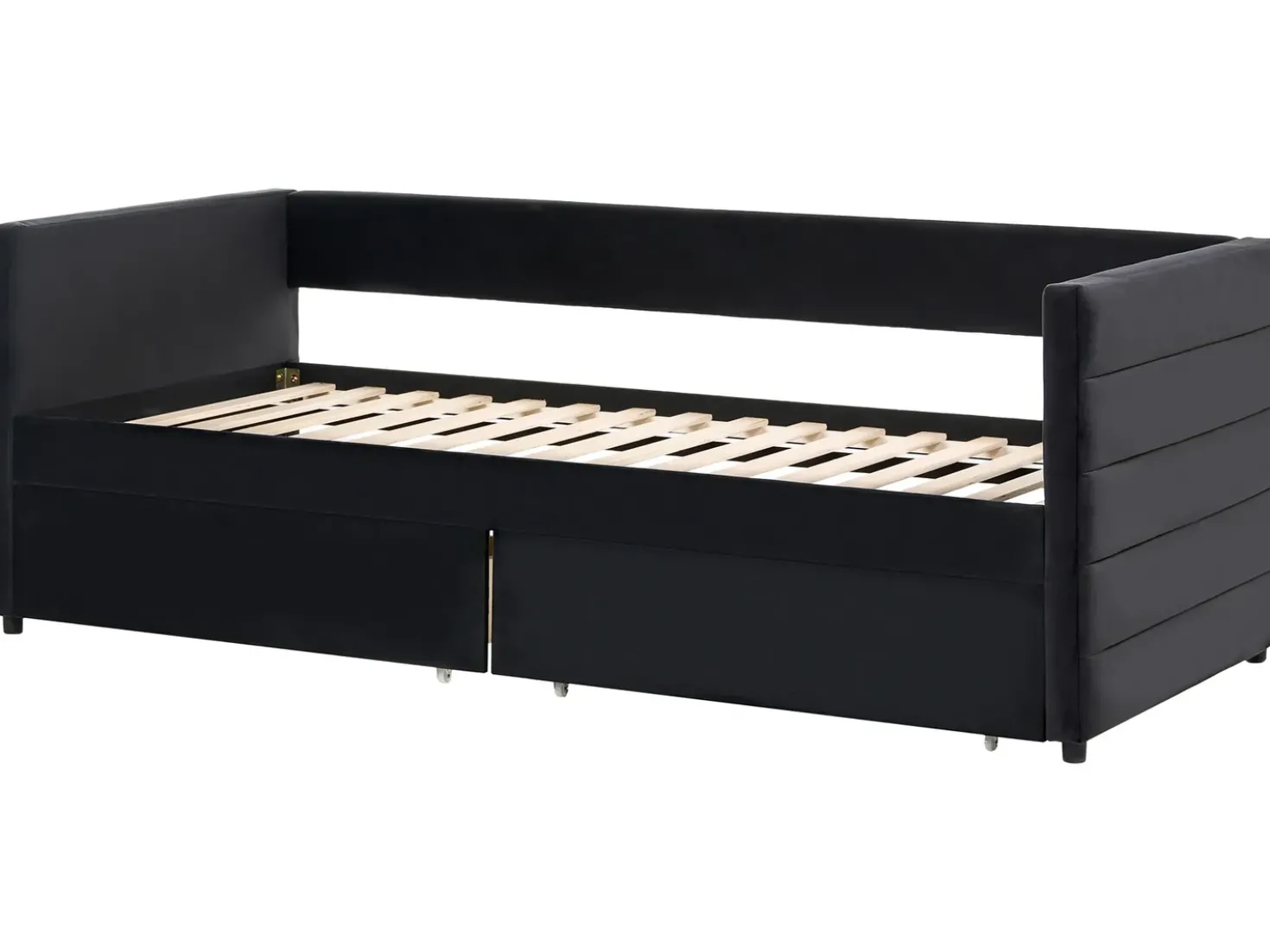 Letto da giorno con contenitore Velluto MARRAY 90 x 200 cm Nero