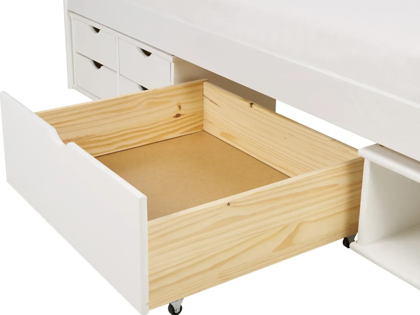 Letto da giorno con contenitore Legno di pino ROYVILLE 90 x 200 cm Bianco