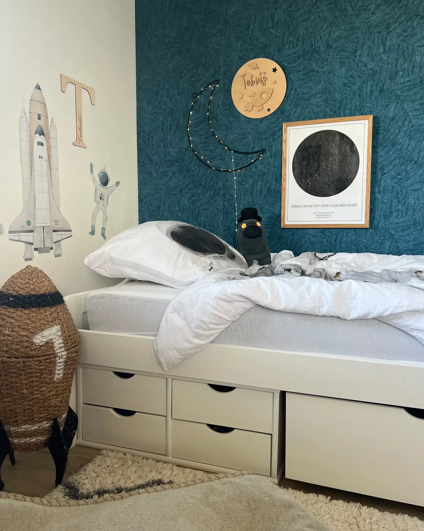 Letto da giorno con contenitore Legno di pino ROYVILLE 90 x 200 cm Bianco