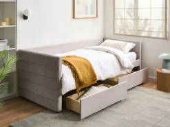 Letto da giorno con contenitore Velluto MARRAY 90 x 200 cm Grigio chiaro