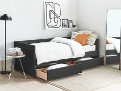Letto da giorno con contenitore Velluto MARRAY II 90 x 200 cm Nero