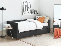 Letto da giorno con contenitore Velluto MARRAY II 90 x 200 cm Nero