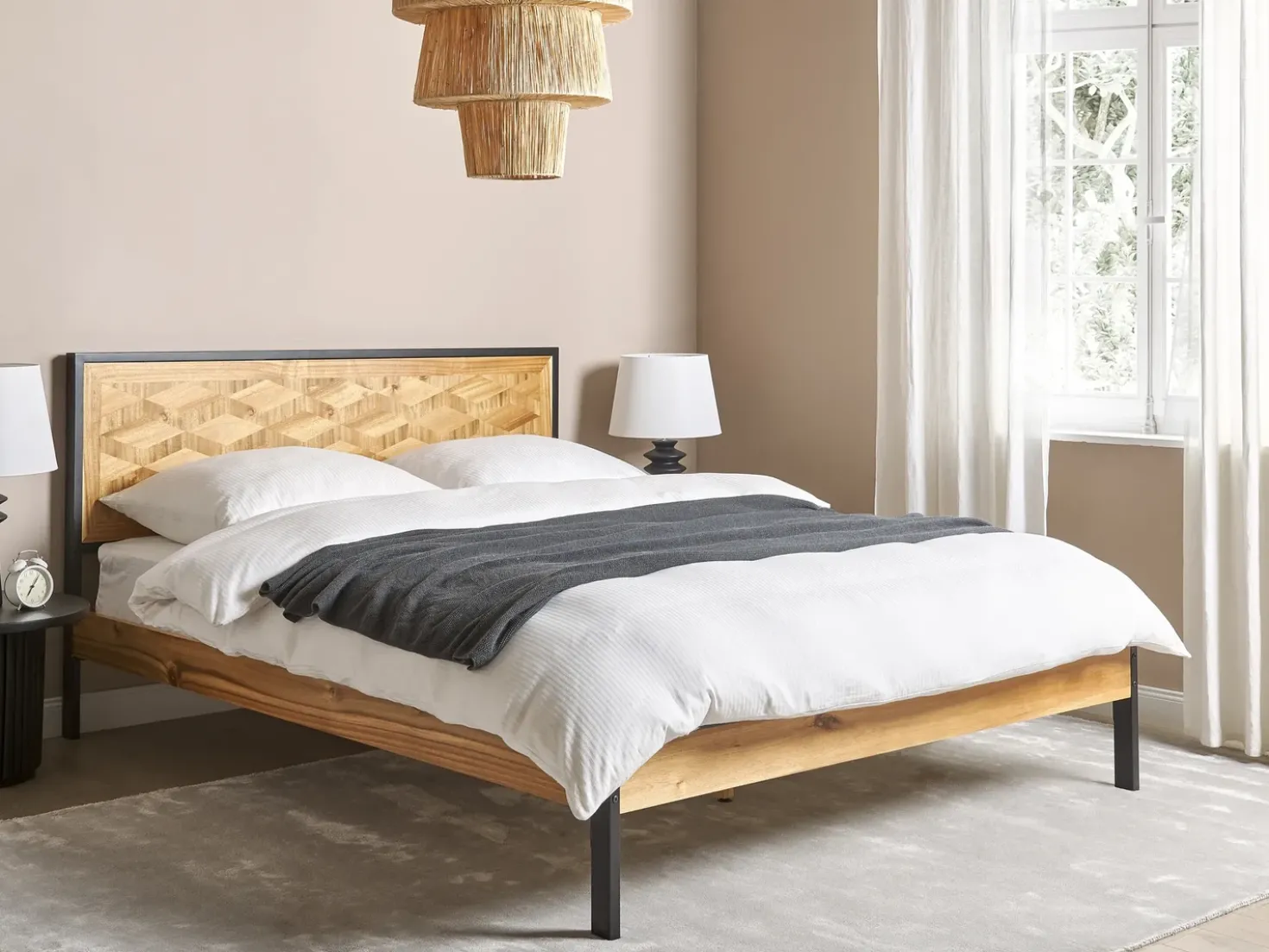 Letto ERVILLERS 160 x 200 cm Acacia naturale