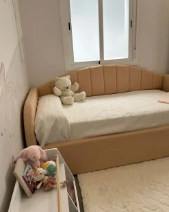 Letto estraibile Bouclé EYBURIE 90 x 200 cm Rosa pesca