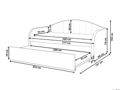 Letto estraibile Bouclé EYBURIE 90 x 200 cm Rosa pesca