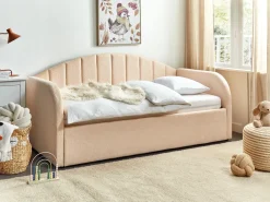 Letto estraibile Bouclé EYBURIE 90 x 200 cm Rosa pesca