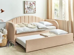 Letto estraibile Bouclé EYBURIE 90 x 200 cm Rosa pesca