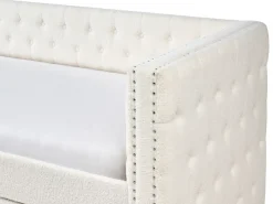 Letto estraibile Bouclé GASSIN 90 x 200 cm Bianco sporco
