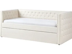 Letto estraibile Bouclé GASSIN 90 x 200 cm Bianco sporco