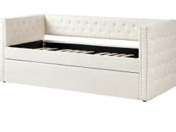 Letto estraibile Bouclé GASSIN 90 x 200 cm Bianco sporco
