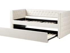 Letto estraibile Bouclé GASSIN 90 x 200 cm Bianco sporco