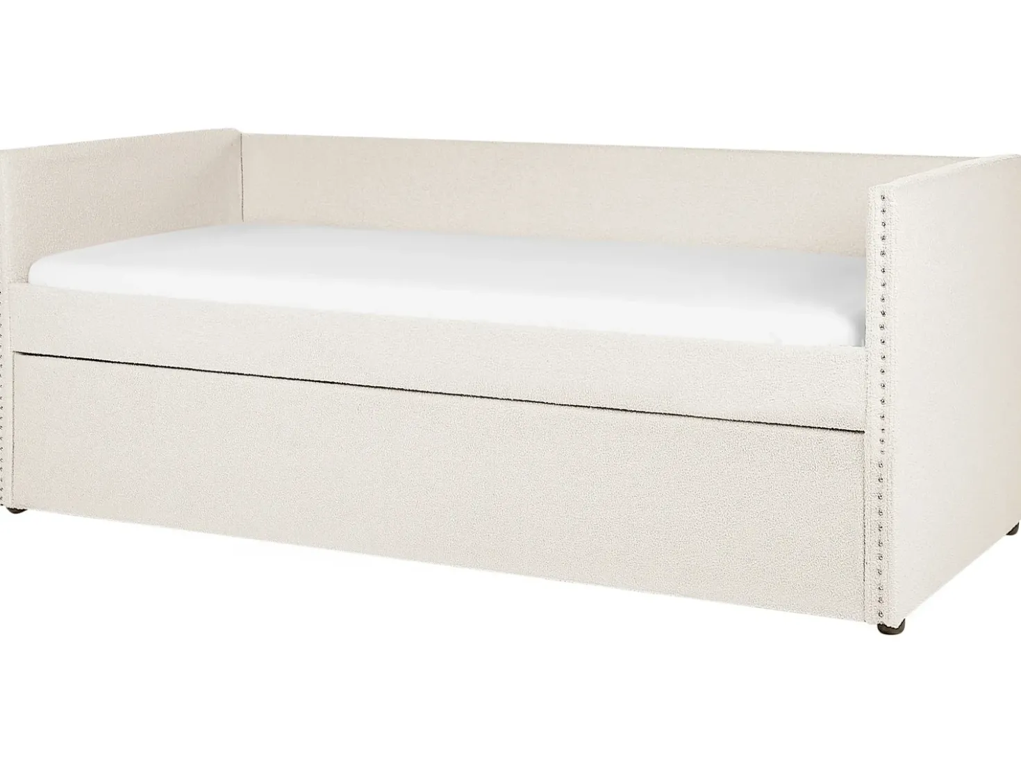 Letto estraibile Bouclé TROYES 90 x 200 cm Beige chiaro