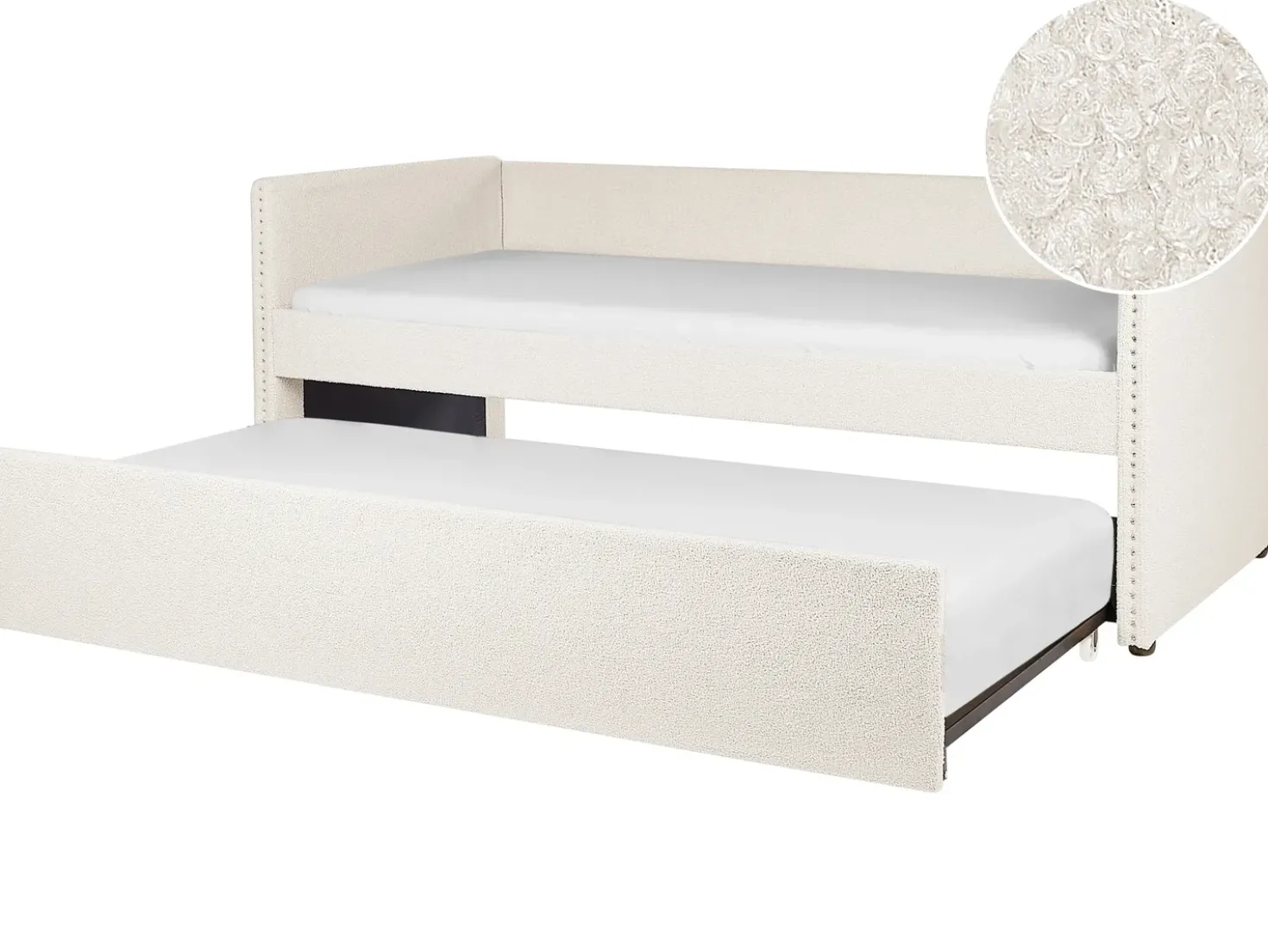 Letto estraibile Bouclé TROYES 90 x 200 cm Beige chiaro