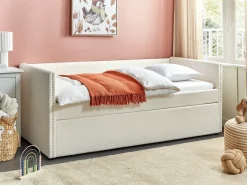 Letto estraibile Bouclé TROYES 90 x 200 cm Beige chiaro