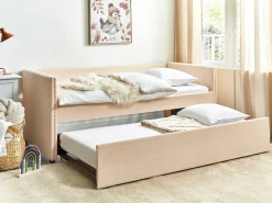 Letto estraibile Bouclé TROYES 90 x 200 cm Rosa pesca