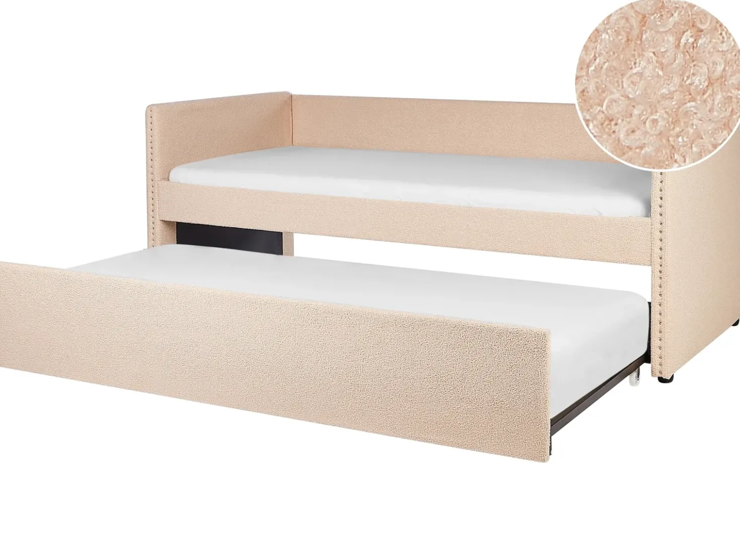 Letto estraibile Bouclé TROYES 90 x 200 cm Rosa pesca