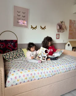 Letto estraibile Bouclé TROYES 90 x 200 cm Rosa pesca