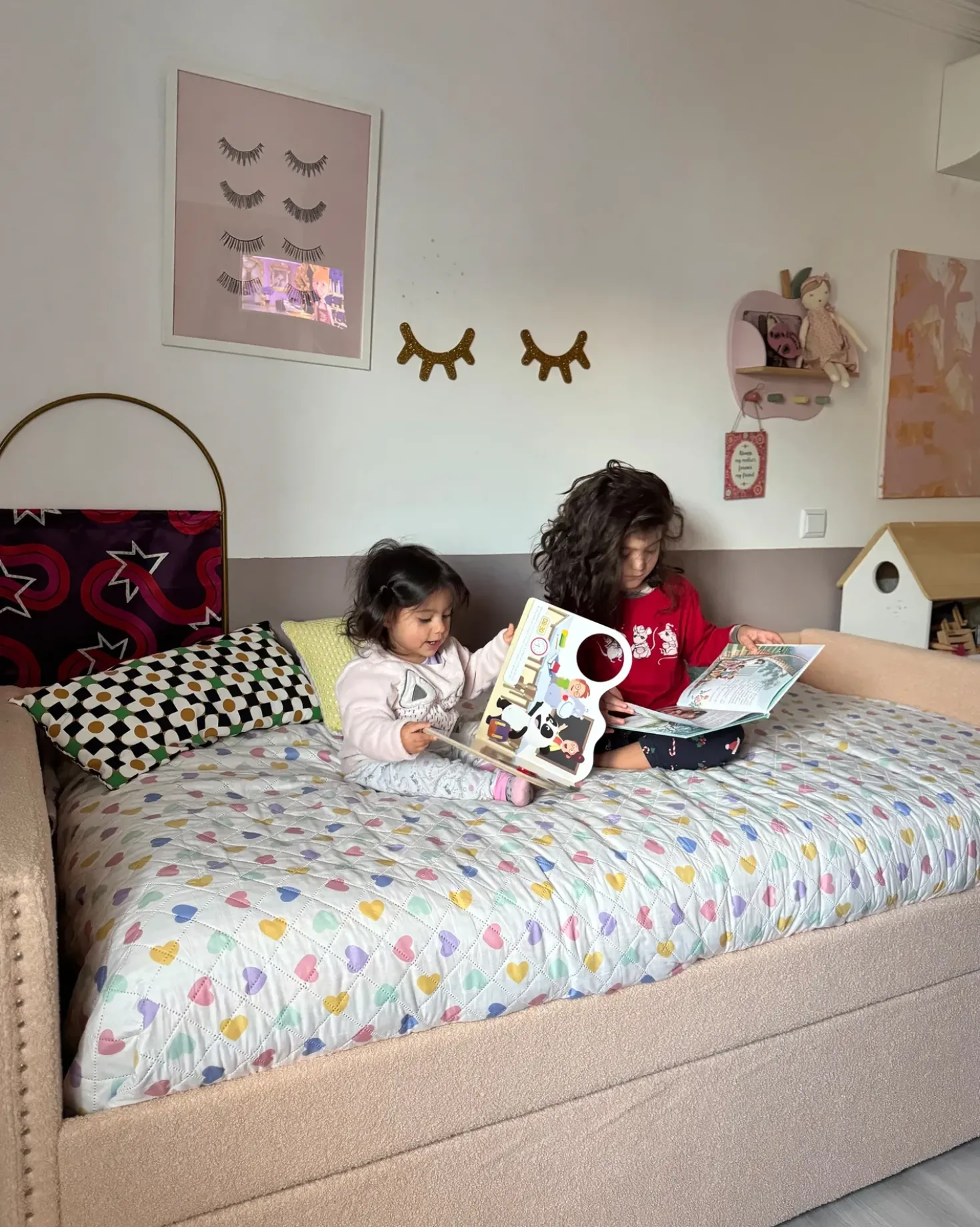 Letto estraibile Bouclé TROYES 90 x 200 cm Rosa pesca
