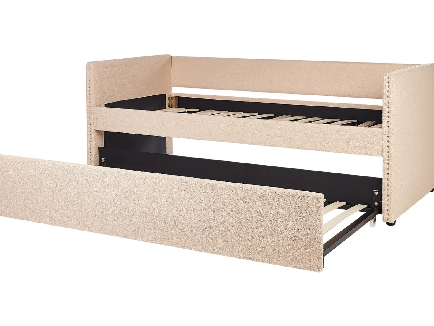 Letto estraibile Bouclé TROYES 90 x 200 cm Rosa pesca