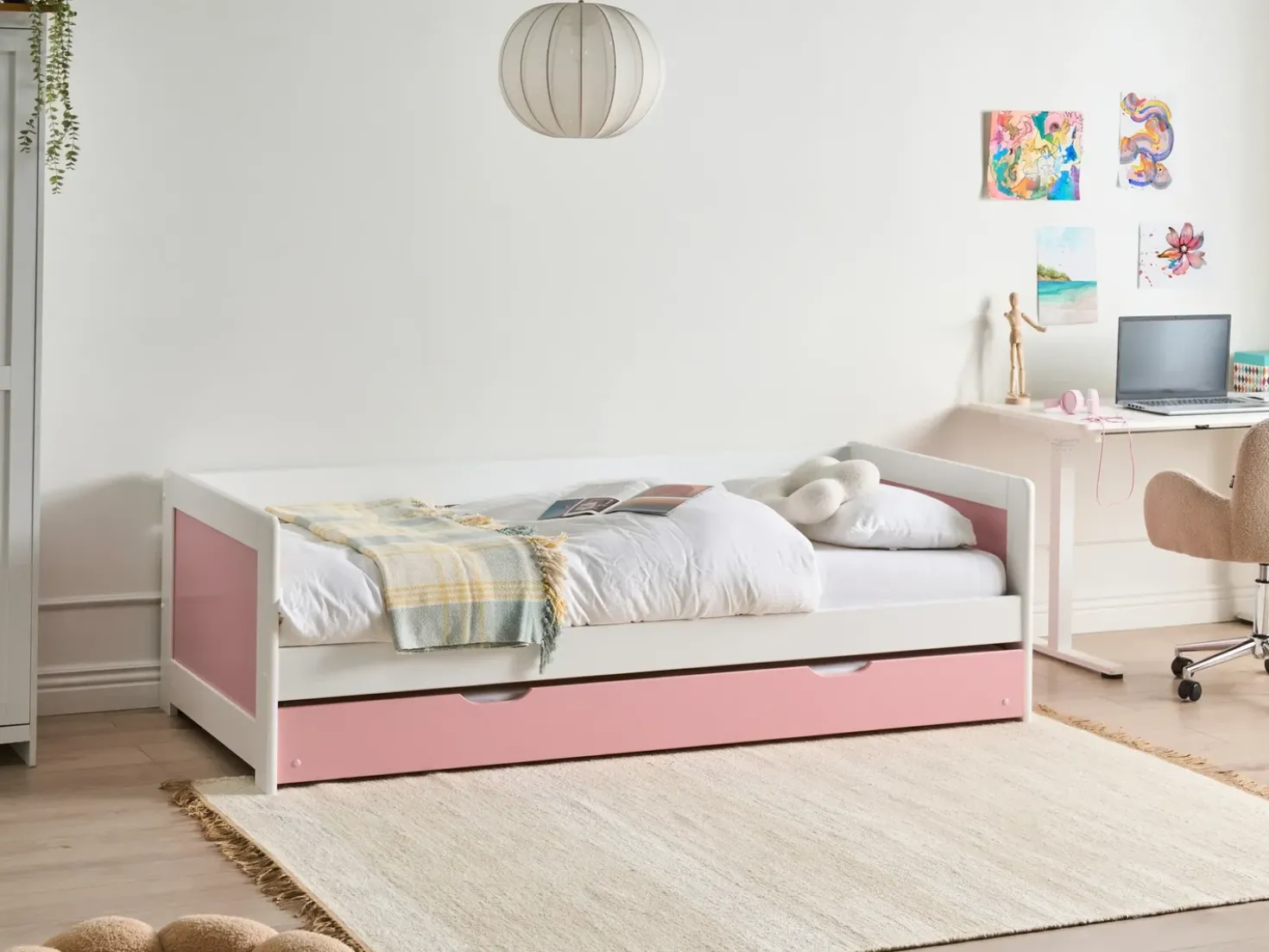 Letto estraibile Legno di pino GRAVELINES 90 x 200 cm Rosa