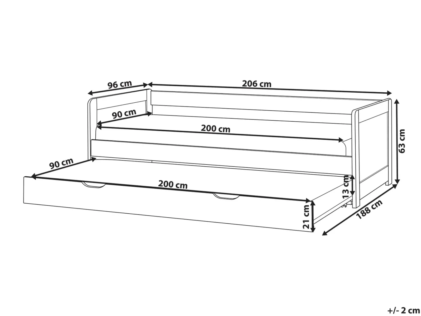 Letto estraibile Legno di pino GRAVELINES 90 x 200 cm Rosa