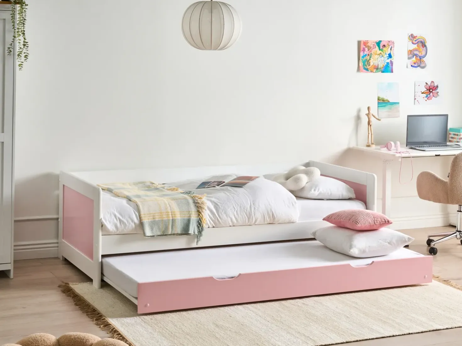 Letto estraibile Legno di pino GRAVELINES 90 x 200 cm Rosa