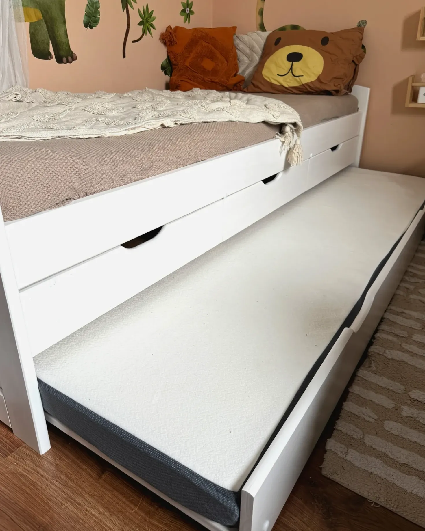 Letto estraibile Legno di pino PETIVILLE 90 x 200 cm Bianco