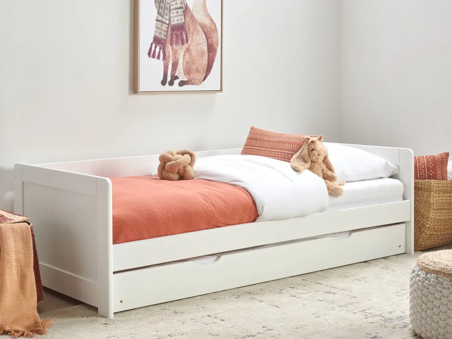 Letto estraibile Legno di pino GRAVELINES 90 x 200 cm Bianco