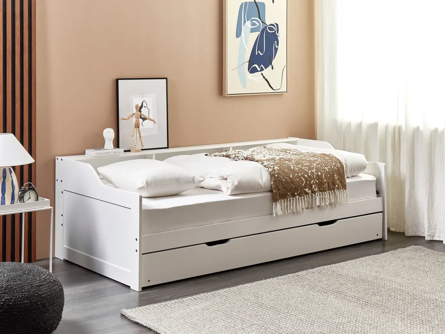 Letto estraibile Legno di pino EDERN 90 x 200 cm Bianco