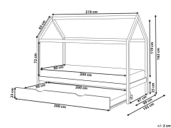 Letto estraibile per bambini Legno di pino CRILLON 90 x 200 cm Grigio