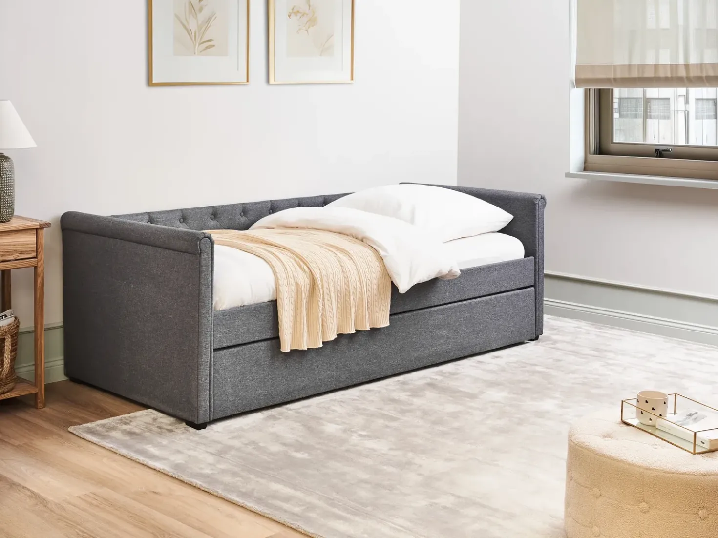 Letto estraibile Tessuto LIBOURNE 90 x 200 cm Grigio scuro