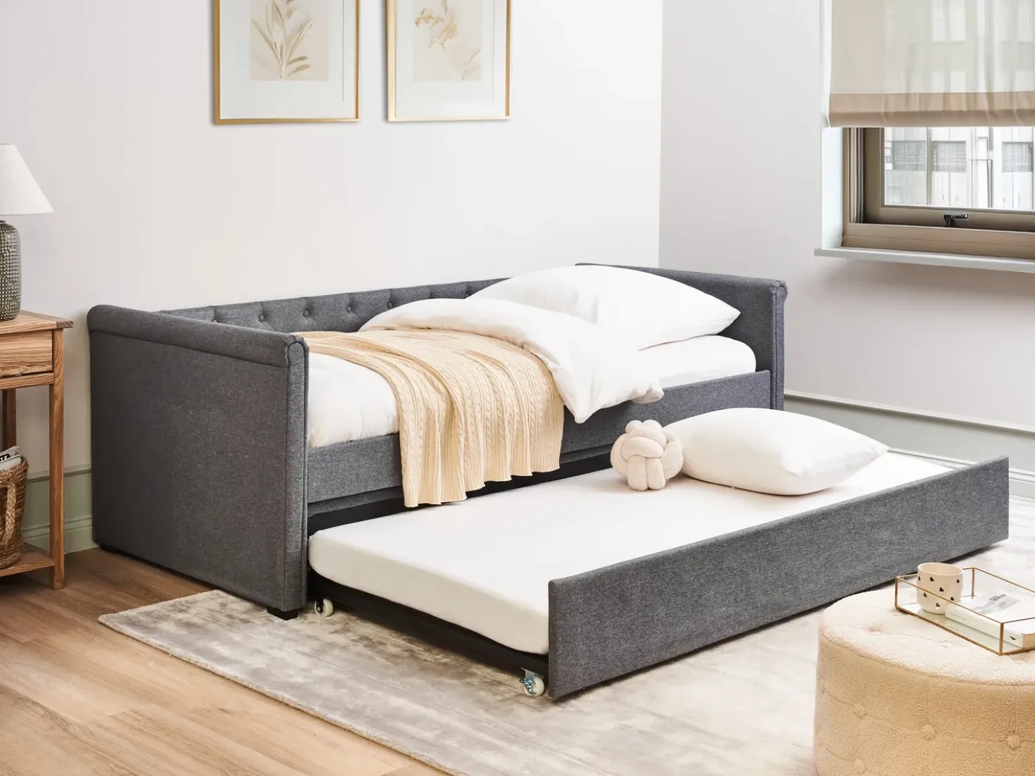Letto estraibile Tessuto LIBOURNE 90 x 200 cm Grigio scuro