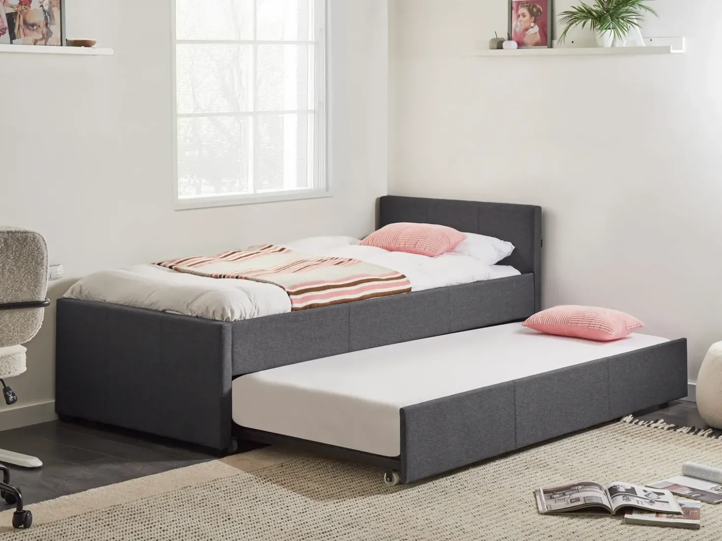 Letto estraibile Tessuto MARMANDE 90 x 200 cm Grigio scuro