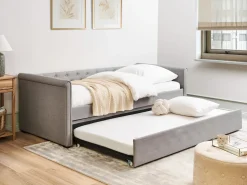 Letto estraibile Tessuto LIBOURNE 90 x 200 cm Grigio chiaro