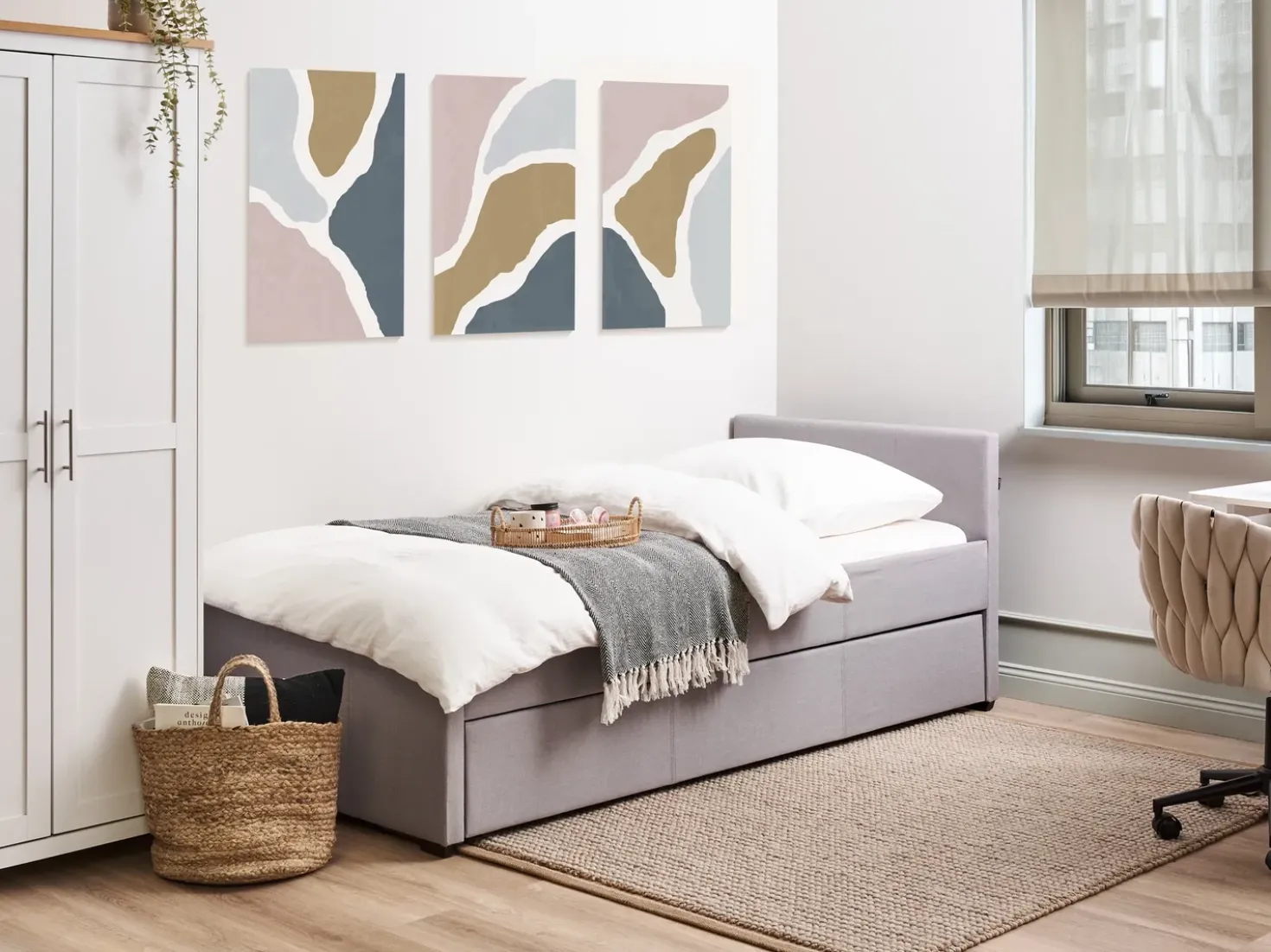 Letto estraibile Tessuto MARMANDE 90 x 200 cm Grigio chiaro