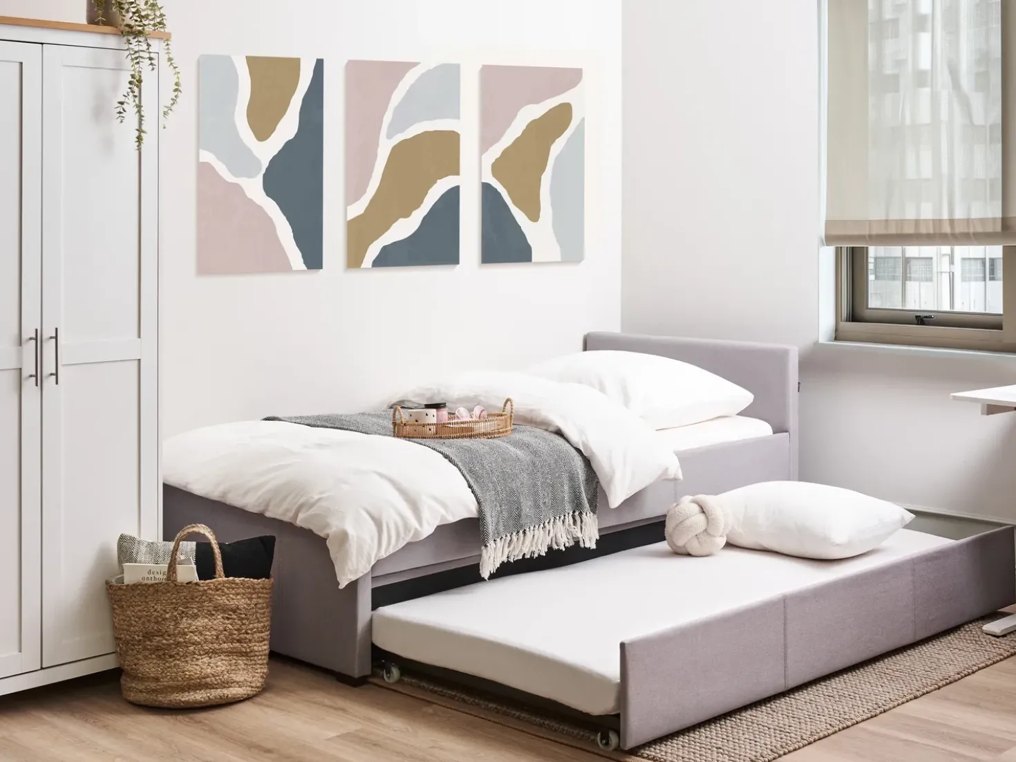 Letto estraibile Tessuto MARMANDE 90 x 200 cm Grigio chiaro