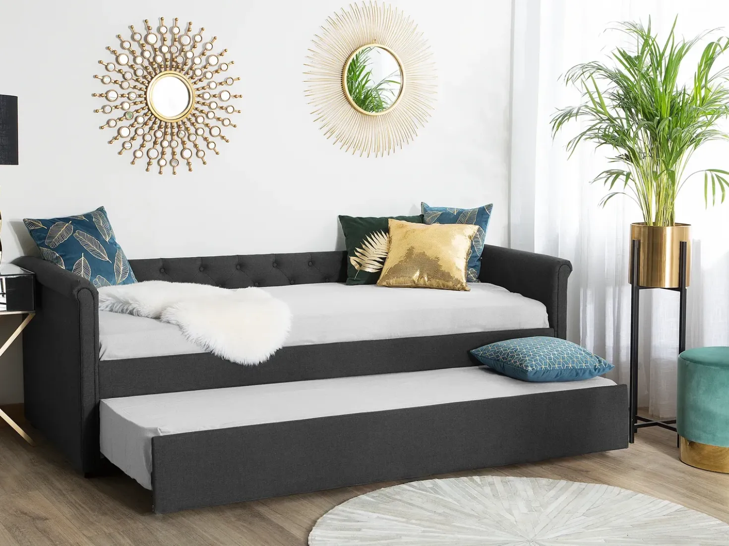 Letto estraibile Tessuto LIBOURNE 80 x 200 cm Grigio scuro