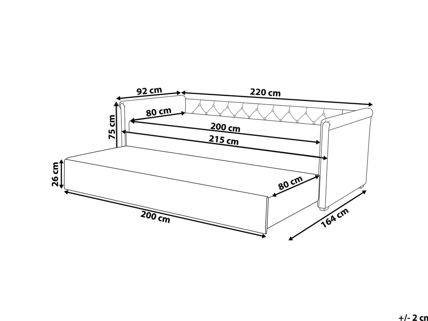 Letto estraibile Tessuto LIBOURNE 80 x 200 cm Grigio scuro
