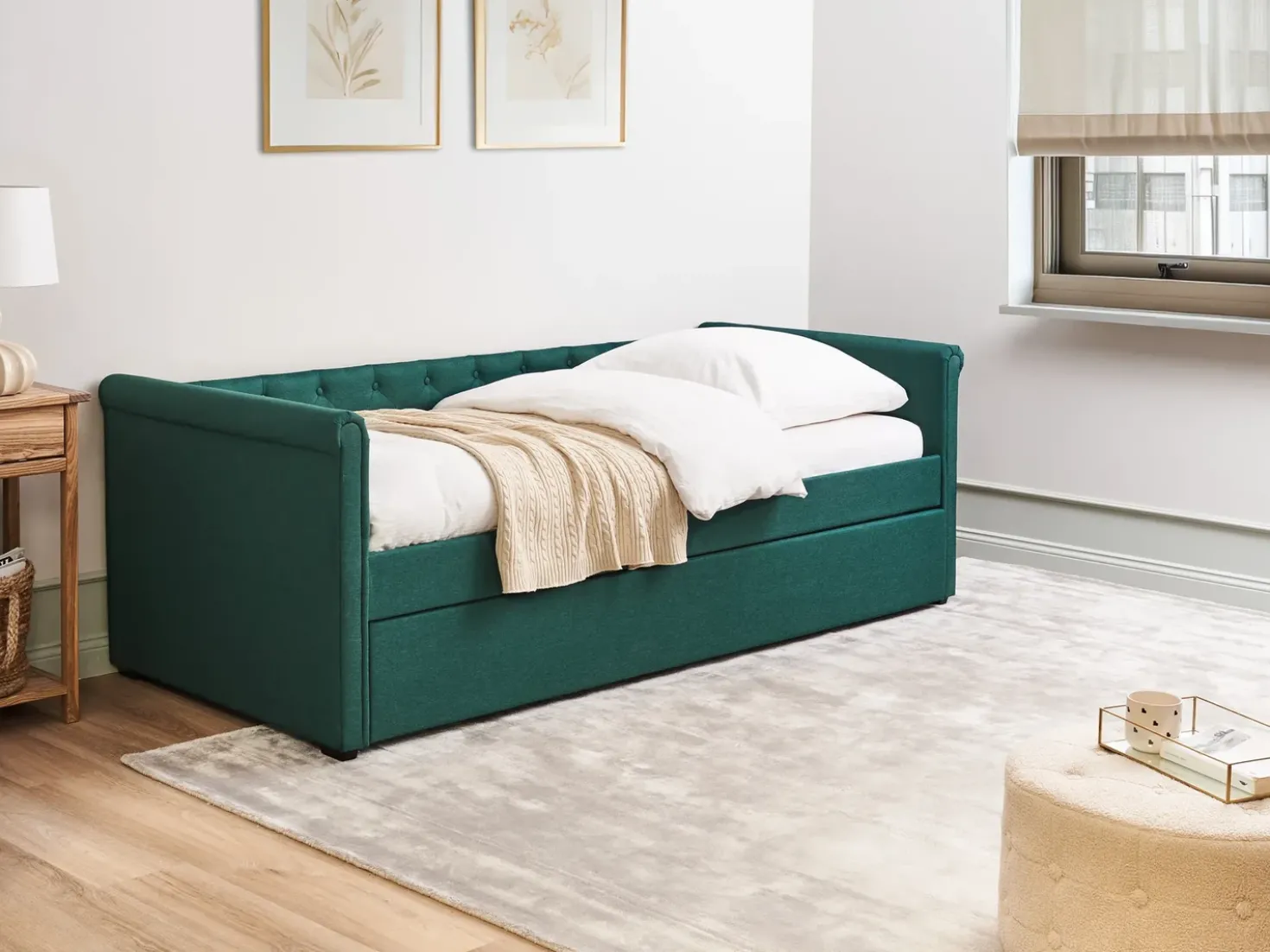 Letto estraibile Tessuto LIBOURNE 90 x 200 cm Verde scuro