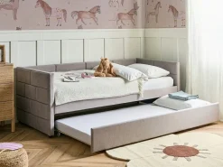 Letto estraibile Velluto CHAVONNE 90 x 200 cm Grigio chiaro