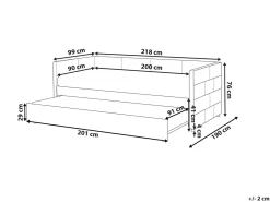 Letto estraibile Velluto CHAVONNE 90 x 200 cm Grigio chiaro