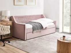 Letto estraibile Velluto MONTARGIS 90 x 200 cm Rosa