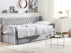 Letto estraibile Velluto MONTARGIS 90 x 200 cm Grigio chiaro