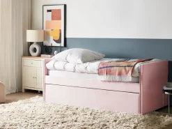 Letto estraibile Velluto TROYES 90 x 200 cm Rosa pastello