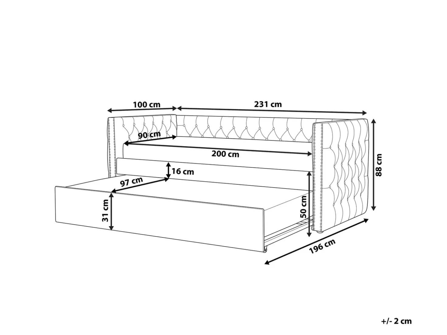 Letto estraibile Velluto GASSIN 90 x 200 cm Rosa