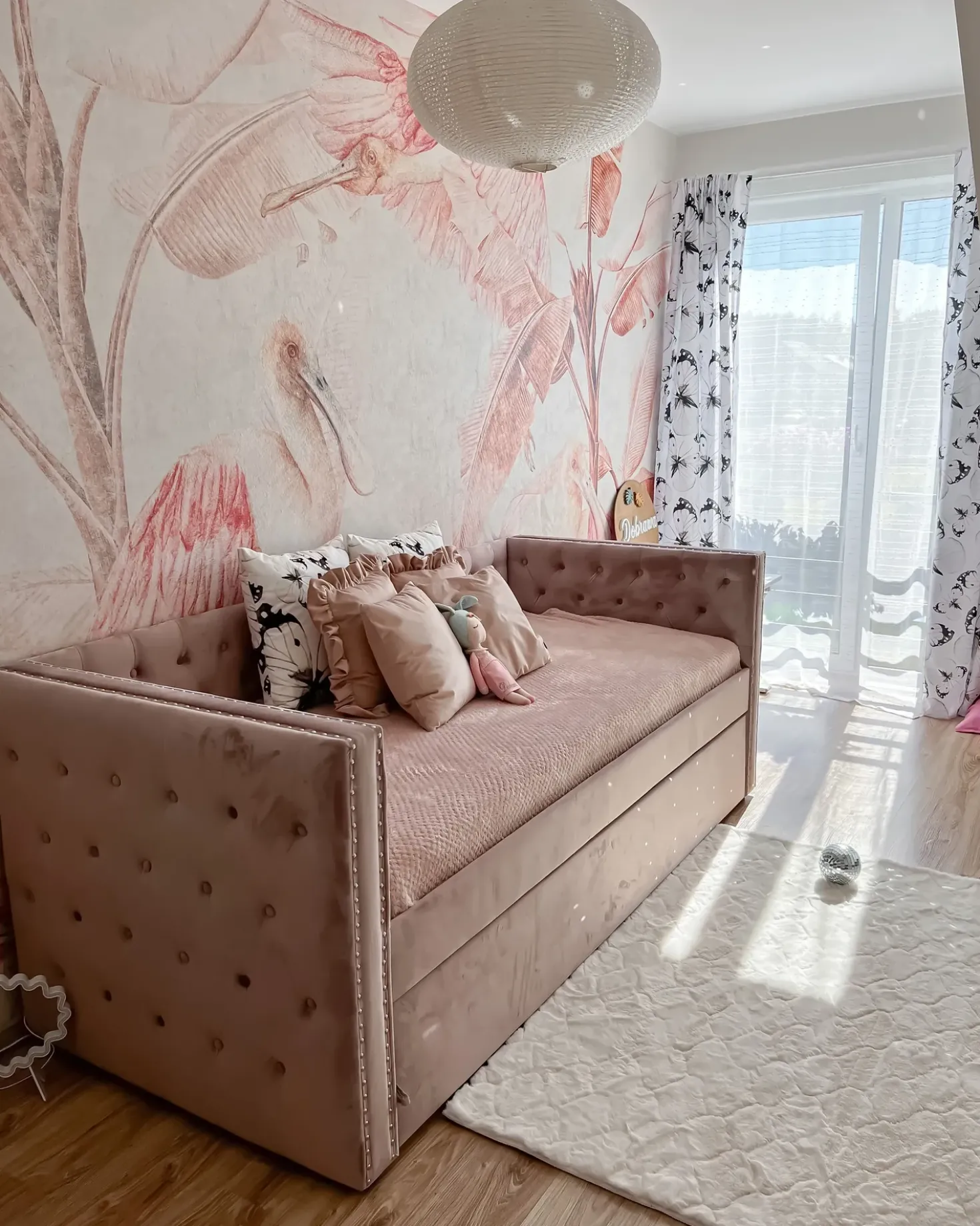 Letto estraibile Velluto GASSIN 90 x 200 cm Rosa