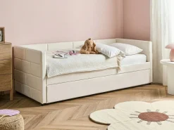 Letto estraibile Velluto CHAVONNE 90 x 200 cm Bianco sporco