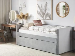 Letto estraibile Velluto TROYES 90 x 200 cm Grigio chiaro