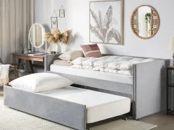 Letto estraibile Velluto TROYES 90 x 200 cm Grigio chiaro