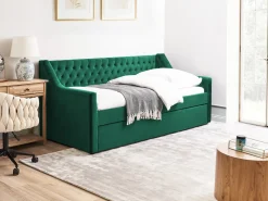 Letto estraibile Velluto MONTARGIS 90 x 200 cm Verde smeraldo